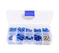 NutriEss Kit di rone per viti RC in lega di alluminio lavorata a CNC, rona piatta, guarnizione a testa tonda, rona a testa tonda, dado, set per auto RC in 1/10 e 1/8, 125 pezzi, (Blu)