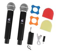 NutriEss Microfono VHF wireless professionale Doppia microfoni che annullano il rumore con ricevitore ricaricabile USB per il set di performance di canto di karaoke 2 pcs