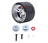 NutriEss Ruota dello sterzo del trasmettitore RC Ruota in Alluminio Sostituzione Accessorio Elegante Impugnatura Durevole per i Controller SANWA FUTABA NB4 RC Controller RC Simulato Design (Argento)