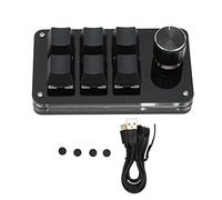 NutriEss Tastiera meccanica programmabile mini tastiera con una spina cablata a manopola e riproduci per l'interruttore blu acrilico per ufficio di gioco (Noir)