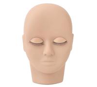 Nutriess Testa di manichino per ciglia Palpebre rimovibili a doppio strato Materiale in gomma leggera e compatta Strumento per praticare il trucco degli occhi sostituibile per (Light Brown)