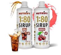 NUTRIFY Vital Fitness Drink 1:80 Sciroppo 2 X 1 L Set Ciliegia & Cola, Concentrato per bevande con vitamine e L-Carnitina senza zucchero, 160 litri, bevanda sportiva a basso contenuto calorico,