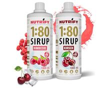 NUTRIFY Vital Fitness Drink 1:80 Sciroppo 2 X 1 L Set - Ciliegia e lampone - Concentrato per bevande con vitamine e L-Carnitina senza zucchero, 160 litri, bevanda sportiva a basso contenuto calorico,