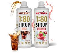 NUTRIFY Vital Fitness Drink 1:80, sciroppo 2 x 1 l, set di cola e fragola, concentrato per bevande con vitamine e L-carnitina senza zucchero, 160 litri, bevanda sportiva a basso contenuto calorico,