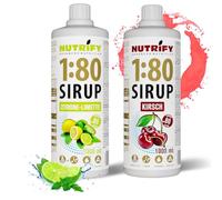 NUTRIFY Vital Fitness Drink 1:80 Sciroppo 2 X 1 L Set - Lime & Ciliegia - Concentrato per bevande con vitamine e L-Carnitina senza zucchero, 160 litri, bevanda sportiva a basso contenuto calorico,