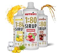 NUTRIFY Vital Fitness Drink 1:80 Sciroppo 3 X 1 L - Concentrato per bevande con vitamine e L-Carnitina senza zucchero - produce 240 litri di bevanda sportiva a basso contenuto calorico, confezione da