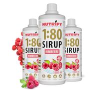 NUTRIFY Vital Fitness Drink 1:80 Sciroppo 3 X 1 L Set di vantaggi - Lampone concentrato per bevande con vitamine e L-Carnitina senza zucchero - produce 240 litri di bevanda sportiva a basso contenuto
