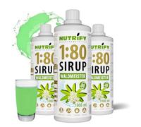 NUTRIFY Vital Fitness Drink 1:80, sciroppo 3 x 1 l, set di vantaggi - Waldmeister, bevande concentrato con vitamine e L-carnitina senza zucchero - produce 240 litri di bevanda sportiva a basso