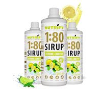 NUTRIFY Vital Fitness Drink 1:80 Sciroppo 3 X 1 L Set - Limone Lime, Concentrato per bevande con vitamine e L-Carnitina senza zucchero - produce 240 litri di bevanda sportiva a basso contenuto