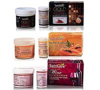 Nutriglow Gold Kesar (43 Gm) Papaya Fruit (43 Gm) Wine Bleach Cream (43 Gm) for Lightening Facial Hair Tan Removal Dark Spot Corrector, Bright Skin, No Unwanted Facial Hair, All Skin Types, Pack of 3