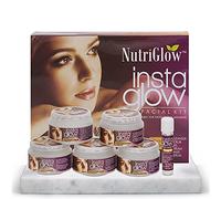 Nutriglow Insta Glow Facial Kit 6-Pieces Skin Care Set with Deep Cleanser, Scrub, Nourishing Gel, Whitening Cream, Mask Pack and Serum, Acne Prone Tan Treatment for Bright Skin, 250 gm + 10 Ml