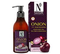NUTRIGLOW Natural'S Onion Hair Shampoo Con Olio Di Semi Di Cipolla Per Antiforfora, Anticaduta E Nutrimento Profondo, Capelli Lucidi, 300 Ml