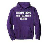 Nutrimi Tacos e dimmi Che Sono Carina Felpa con Cappuccio, Unisex per Adulti, Viola, M