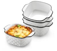 NUTRIUPS 14.5x11.5x5.5cm Set di 4 Piatti da Forno in Ceramica, Piatti da Forno 400Ml Quadrati, Piatti da Forno Piccoli per Friggitrice ad Aria, Sicuri al Forno e al Microonde