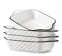 NUTRIUPS 26,5 cm Piccole Piastre da Forno Set di 4, 1L Piatti Rettangolari per Lasagne, Piccole Piastre da Forno in Ceramica, Pentole Rettangolari con Manici