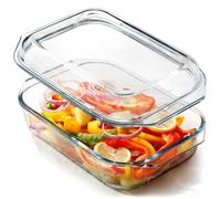 NUTRIUPS Casseruola Rettangolare in Vetro da con Coperchio in Vetro Bakeware in per Forno a Microonde Casseruola Piatto Coperchio Forno Pentole (2.1L)