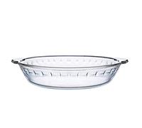 NUTRIUPS Piatto Rotondo in Vetro per Torta da Forno con Manico, Piatto da Portata per Torta ad Alta Resistenza al Calore, Stampi da Forno in Vetro Trasparente per Torta, Crostata (22x18,52x4,5 cm)