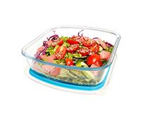 NUTRIUPS Pirofila quadrata per lasagne in vetro da 2,6 l, con coperchio in plastica senza BPA, 22 x 23 cm, grande e profonda, per lasagne da forno