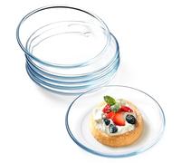 NUTRIUPS Set di 6 piatti in vetro temperato da 17,8 cm, trasparenti, lavabili e adatti al microonde