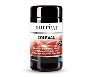 NUTRIVA Coleval, Integratore Alimentare per Colesterolo, Omocisteina e Glicemia, Sindrome Metabolica, Apparato Cardiovascolare, Salute del Cuore, con Berberina e Cromo Picolinato, 60 Compresse, Vegan