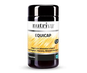 NUTRIVA Equicap, Integratore Alimentare per Unghie e Capelli, con Bamboo, Zinco, Ferro, Vitamina C e Vitamine B, per Capelli Forti ed Elastici, Unghie Sane, 30 Compresse, Adatto a Vegetariani