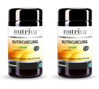 NUTRIVA Nutricurcuma, Integratore Alimentare a Base di Di Curcuma Brevettata Curcugreen, 475mg di Curcuminoidi per Compressa, Adatto Ai Vegani, 30 Compresse (Confezione da 2)