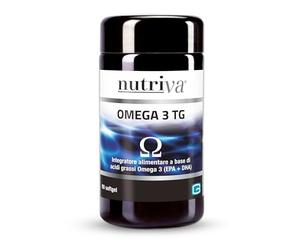NUTRIVA Omega 3 TG, Integratore Alimentare Ricavato da Olio di Pesce, Ricco in Acidi Grassi Omega 3, Ideale per il Benessere del cuore e cervello - 90 Softgel