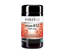 NUTRIVA Vegan B12 1000 mcg è un integratore alimentare a base di vitamina B12, utile per il normale funzionamento del sistema nervoso e immunitario, vegano, 60 compresse
