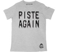 NUTS SNACKS Piste Again' Men's T Shirt Fun Ski & Snowboard Print Apres! Grey L