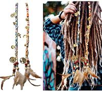 Nutty Natte 2 extension per capelli, stile hippie, dreadlocks, con piume, ciondoli a forma di piuma, per avvolgere i capelli e avvolgere i capelli, accessori colorati per dread, trecce, riccioli