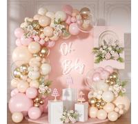 NUTTYBASH Kit per arco di palloncini rosa, 126 pezzi, kit di ghirlande con palloncini rosa chiaro e bianco sabbia nuda per decorazioni bohémien, matrimoni, fidanzamenti, addio al nubilato, feste di