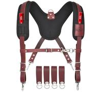 NUTUCH Bretelle da lavoro in pelle resistente con tasche | completamente regolabili in pelle imbottita bretelle cintura per attrezzi da uomo | costruzione | carpentiere | tuttofare | elettricista