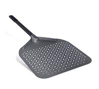 NUTUNI Pala per pizza perforata in alluminio anodizzato duro 36 cm, in alluminio da 14", grande pala per pizza per cuocere pizza e pane fatti in casa, lunghezza totale 88 cm.