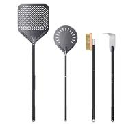 NUTUNI Set di 4, 30 cm x 35 cm Pala per Pizza, 23cm Pala per Pizza in Alluminio Buona Presa,rastrello per cenere, spazzola rotante regolabile