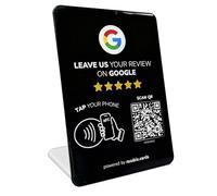 NUUBIZ Supporto per Google con NFC e codice QR (1 confezione), cartello "Tap to Review", display per schede di revisione aziendale con supporto, misura grande, 6,3 × 11,5 cm