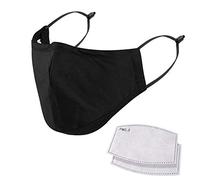 NUÜR - Maschera per il viso riutilizzabile a 5 strati, lavabile, resistente, con clip per il naso inserita, maschera di protezione per uso quotidiano, colore: nero