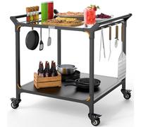 NUUK Grill Cart Pizza Forno Tavolo per Esterno, 81,3 x 81,3 cm, Tavolo per la preparazione della griglia con doppio ripiano in acciaio inox Rolling BBQ Cucina Carrello per la preparazione del cibo per