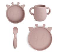 NUUROO Lykke - Set da Pranzo in Silicone, 4 Pezzi, Motivo: Woodrose