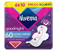 Nuvenia - Assorbente Ultra Notte con Ali - Superficie Traspirante e Assorbenza Rapida - 6 Confezioni da 10 Assorbenti