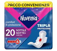 Nuvenia Assorbenti Sottili Notte con Ali, 20 Pezzi | Superficie Morbida, Controllo Odori, Confezione da 20 Assorbenti