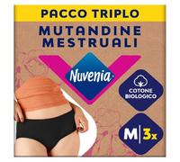 Nuvenia Intimawear, Mutandine Mestruali in cotone biologico, Lavabili e riutilizzabili per Giorno e Notte, Flusso Moderato-Abbondante, Colore Nero, Taglia M, 3 confezioni