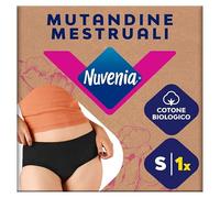 Nuvenia Mutandine Mestruali in cotone biologico, Lavabili e riutilizzabili per Giorno e Notte, Flusso Moderato-Abbondante, Colore Nero, Taglia S, 1 confezione, Comfort fit