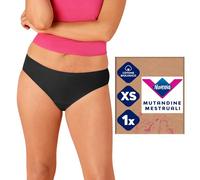 Nuvenia, Mutandine Mestruali in Cotone Biologico, Modello Slip Brazilian, Lavabili e riutilizzabili con Protezione Integrata, Flusso Abbondante, Colore Nero, Taglia XXS, 1 Confezione