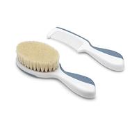Nuvita 1137 Set Pettine e Spazzola in Setole Naturali di Lana - Set per Cura dei Capelli - Blue