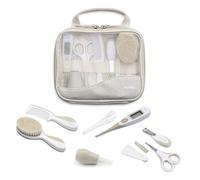 Nuvita 1147 Beauty Set per Neonato - Kit Cura del Bambino con Termometro Digitale Punta Flessibile, Spazzola in Lana, Forbicine, Tagliaunghie e Astuccio da Viaggio - Idea Regalo Baby Shower