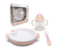 Nuvita 1491 Set Pappa per Bambini - Set Svezzamento con Piatto Termico, Cucchiaio in Silicone e Tazza Antigoccia - Senza BPA, Antiscivolo, Ideale dai 6 Mesi - English Rose