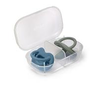 Nuvita 7052 ORTHOSOFT LIGHT - Set di 2 succhietti in 100% silicone con tettarella ortodontica 0m+ e custodia auto-sterilizzante - Blue/Green