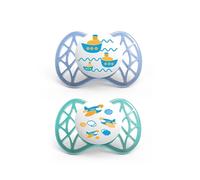 Nuvita Air 55 Set da 2 Succhietti con Tettarella Ortodontica in Silicone 0-6 mesi colore Blu e Tiffany