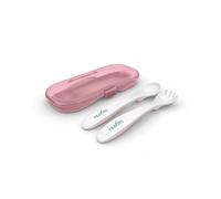 Nuvita Easy Eating Rosa Cool - Set cucchiaio e forchetta per bambini da 6 mesi, 1 set