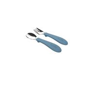 Nuvita Set di Posate in Acciaio Inox con Manico in Silicone Colore Blu